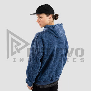 Sweat à capuche oversize en coton 100% respirant, lavage à l'acide bleu, très demandé, GSM élevé, séchage rapide, pour homme - Product Image 2