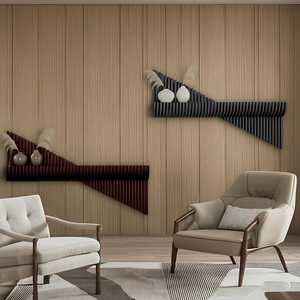 Estante flotante paramétrico montado en la pared de madera de diseño Art Deco personalizado, interiores de Casa elegantes únicos, colgante de madera para cumpleaños - Product Image 2