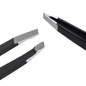 Pinzas para extensión de pestañas, Punta inclinada de acero inoxidable, color negro, la mejor calidad - Product Image 2