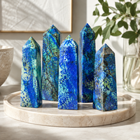 Tour de cristal d'azurite naturelle de 9 cm, pointe de pierre bleue polie, décoration d'intérieur, cadeau de collection