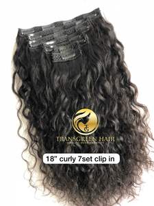 100% brut non transformé temple indien vierge 18 ''naturel bouclé 7 ensemble Clip dans l'extension de cheveux humains cuticule aligné vendeur en gros - Product Image 5