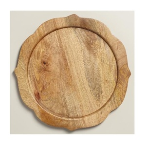 Plaque de chargeur en bois faite à la main élégante classique unique fantaisie personnalisée plaque de chargeur ronde martelée pour la fête - Product Image 1