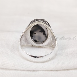 ขายส่งMansแหวนธรรมชาติDendriticโอปอลอัญมณีตุลาคมBirthstoneแหวนปาร์ตี้คําเครื่องประดับแหวนเงิน 925 - Product Image 5