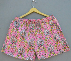 Boxer en coton imprimé bloc à la main unisexe doux et confortable taille élastique respirant pratique avec fermeture à cordon - Product Image 1