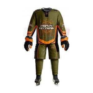 Conjunto de Jersey y Pantalones de Hockey sobre Hielo Transpirables con Logotipo Personalizado, Duraderos para Uso Intensivo, Uniformes para Equipos y Ligas, 100% Poliéster - Product Image 1