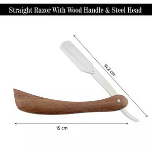 Rasoir de coiffeur à bord droit en acier inoxydable professionnel Logo personnalisable manche en bois de haute précision pour la beauté des soins personnels - Product Image 4