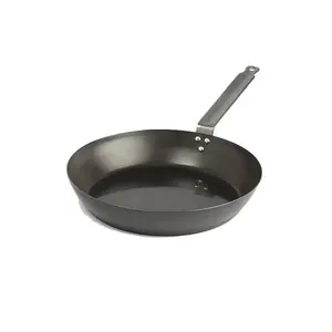 Portable Easy to Clean Blue Steel Woks and Stir-Fry Pans for Camping