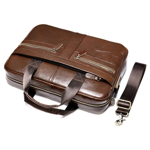 Sac pour ordinateur portable, sacoche d'affaires en cuir, sac à main de luxe en cuir véritable fait main pour hommes, noir - Product Image 4