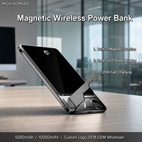 Power Bank Nirkabel Magnetik 5000mAh Bahan Aluminium Alloy 15W Nirkabel 20W Pengisi Daya Berkabel dengan Layar LED untuk IPhone5000mAh