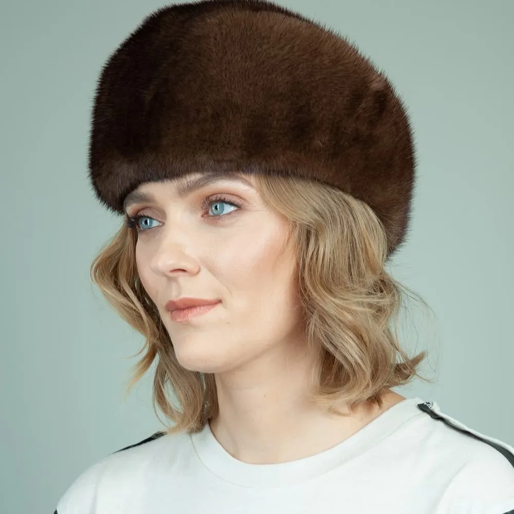 Lüks 100% Hakiki Vizon Kürk Şapka Rus tarzı kış trapper şapka erkekler için