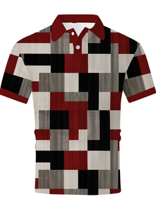 Polo informal con logotipo bordado personalizado para hombre, Camiseta corta informal de verano de alta calidad con patrón de punto 3D - Product Image 2