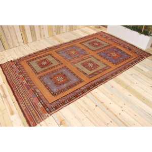 Alfombra Vintage, Alfombra Extra Grande de 6.46x11.6 pies, Alfombra de Lana Roja y Azul - Product Image 1