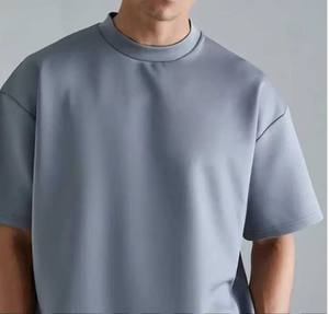 Camisetas en blanco suaves y brillantes de lujo con cuello redondo de talla grande para hombre, camisetas personalizadas de algodón mercerizado doble para Fitness para hombre - Product Image 1