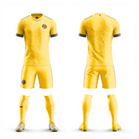 Seragam Sepak Bola Ringan Warna Oranye Grosir, Jersey dan Celana Pendek Pola Heksagonal 3D, Set Pakaian Olahraga Tim Warna Kustom, Perlengkapan Latihan