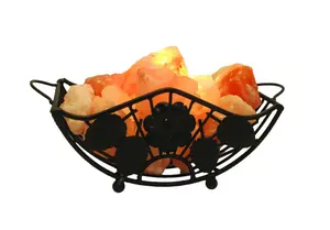 Lampes de sel de l'Himalaya sculptées en matériaux organiques, réglables, avec morceaux de sel, vente en gros - Product Image 4