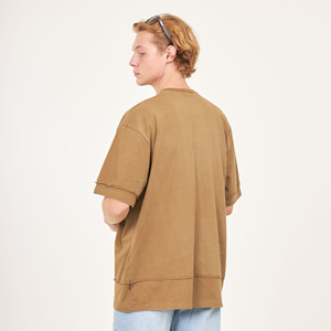 Camiseta informal de moda para hombre, Jersey de algodón 100%, ropa lavada en capas, cuello redondo de gran tamaño, patrón corto, largo, 220 gramos - Product Image 1