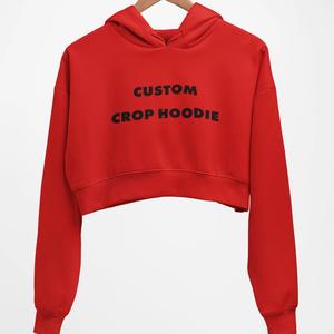<b>Bulk</b> order crop drop shoulder oversized hoodies for women casual streetwear fleece pullover custom design factory - Product Image 1