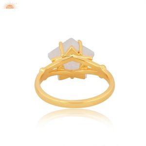 Véritable pierre de lune arc-en-ciel Jeu de broches en or massif 14k pour femmes Fabrication de bijoux personnalisés faits à la main - Product Image 4