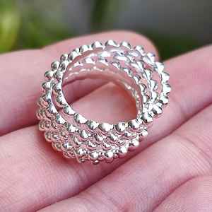 925 Sterling <b>Silver</b> Bead <b>Ring</b> Handmade Dainty Ball-Shaped Stackable Bands Gift for Her Beaded <b>Stacking</b> <b>Ring</b> - Product Image 5