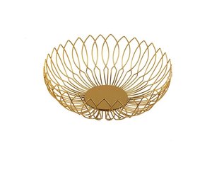Large Gold <b>Wire</b> Fruit <b>Basket</b> For Pantry <b>Storage</b> Kitchen Organization Modern Countertop Display Design - Product Image 5