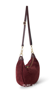 Bolso de Hombro Curvo de Cuero Genuino y Gamuza Hecho a Mano en Italia con Correa Ajustable - Product Image 3