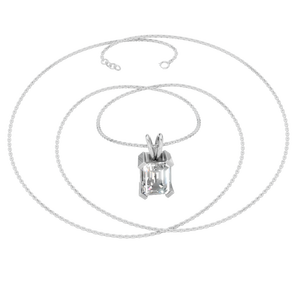 Collier pendentif en moissanite taille émeraude de 2 carats, or 14 carats, quatre griffes, bijoux fins pour femmes, cadeau de fête, mariage, directement de l'usine - Product Image 5