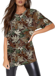 Camisetas de camuflaje para mujer, camisetas de manga corta de gran tamaño a la moda con hojas de árbol, camisetas de verano gráficas de camuflaje, camisetas de gran tamaño de alta calidad - Product Image 6