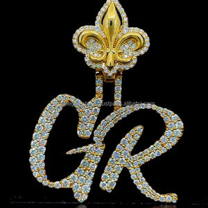 Venta caliente nombre personalizado plata esterlina fianza encanto chapado en oro Moissanite Pass diamante probador letras colgante para fiesta de hip-hop - Product Image 1