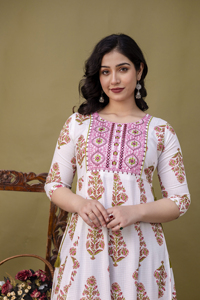 Anarkali con Estampado de Rayón, Vestido Indio Festivo y de Fiesta, Estilo Tradicional de Vestido Largo, Kurta Anarkali para Mujer, Regalo para Ella - Product Image 5