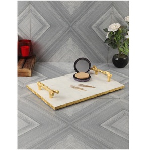 AK ถาดไม้ทองเหลืองทรงสี่เหลี่ยมขนาดใหญ่สำหรับตกแต่งห้องครัว/ตกแต่งโต๊ะสีน้ำตาล - Product Image 6