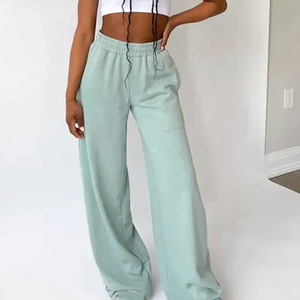 Pantalones Deportivos de Cintura Alta de Moda para Invierno 2025, Pantalones Anchos de Pierna Recta para Mujer, Talla Grande, Cintura Elástica, Transpirables, 100% Algodón - Product Image 5