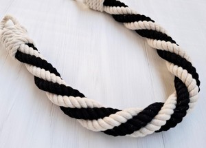 Handmade Curtain <b>Tiebacks</b> - Black & White Cotton Rope Twist. Curtain holdback - Product Image 4