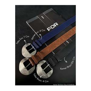 3-Piece Faux Leather Oval Buckle Women's Trouser <b>Belt</b>, Jacket <b>Belt</b>, Shirt <b>Belt</b>, <b>Dress</b> <b>Belt</b> - Black-Tan-Navy-Blackout - Product Image 1