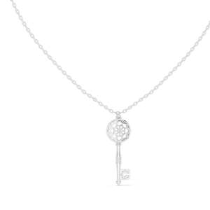 0.008 CT Lab-Created VVS-VS EF CVD Diamond Key Pendant <b>Necklace</b> 18KT, 14KT, Rose, Yellow, White Gold Options Elegant Fine - Product Image 3