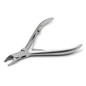 Pince à cuticules professionnelle pour ongles épais, en acier au carbone plaqué or, manche français, ressort simple, mâchoire de 4 mm - Product Image 4