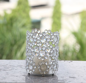 Base en métal fil galvanisé argent rond cristal clair bougeoir mini bougeoir produit le plus vendu pour la décoration de table - Product Image 2