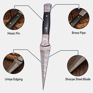 Cuchillo Skinner Burraq Personalizado Hecho a Mano OEM/ODM de Acero de Damasco de 10 Pulgadas y 2 mm de Grosor con Mango de Resina y Funda de Cuero para Camping - Product Image 4