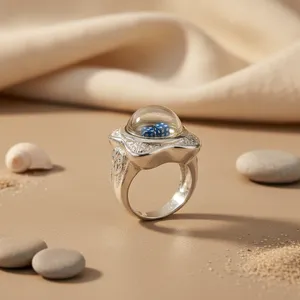 Statement Trendy Number Sterling Silver Rhodium Plated Natural Stone Luxury <b>Ring</b> (<b>Rose</b> <b>Gold</b> & 18k Plating) - Product Image 1