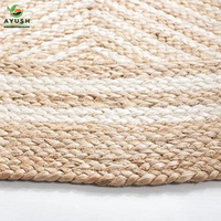 Tapis personnalisés beige en jute naturelle et denim, tressés à la main, écologiques, adaptés aux animaux, classiques, modernes, rembourrés, antidérapants et lavables pour salon