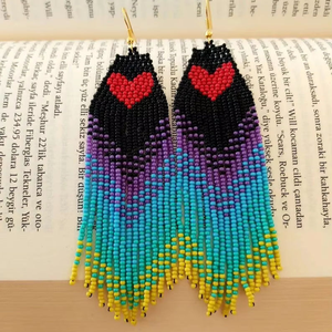 Pendientes de araña hechos a mano con cuentas de arroz de colores y borlas, joyería de moda para mujeres y niñas para bodas - Product Image 3