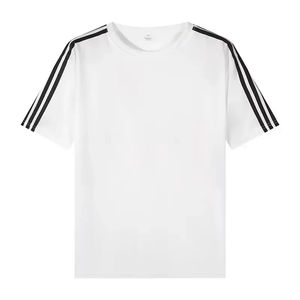 T-shirt unisexe sport décontracté à séchage rapide pour l'été, style Harajuku, à manches courtes rayé effet glacé avec logo frontal - Product Image 3