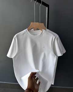 Camiseta de Verano 2025 Nueva, Sólida, con Cuello Redondo, Manga Corta, Bordada, Ajustada para Mujer - Product Image 5