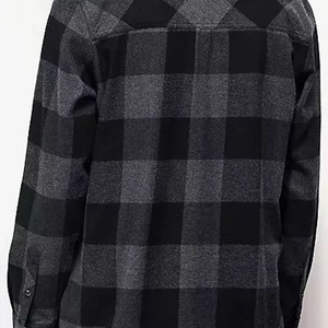 Chemise en flanelle à carreaux noire pour homme 100% coton, manches longues, col rabattu, avec poche poitrine, respirante, anti-froissement, approvisionnement OEM - Product Image 4