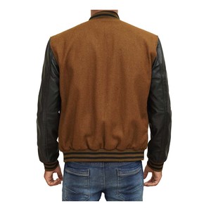 Unisex Tùy Chỉnh Thêu Các Bản Vá Lỗi Đứng Cổ Áo Letterman Áo Khoác Với Tay Áo Da Cho Nam Giới Đường Phố Máy Bay Ném Bom Áo Bóng Chày Phong Cách - Product Image 6