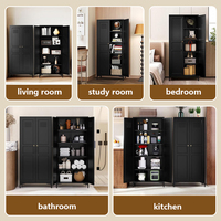Armoire de rangement blanche avec pieds Armoires de cuisine en métal pour la maison avec portes et étagères réglables Casier d'organisation