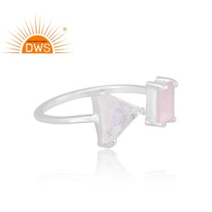 Último diseño de plata esterlina de cuarzo rosa natural y anillo de piedras preciosas de Luna arcoíris joyería de diseño personalizado para mujer regalo para ella - Product Image 4