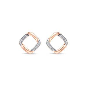 Geometric Vintage 14k Gold Plated <b>Square</b> <b>Diamond</b> <b>Earrings</b> for Wedding Engagement Anniversary - Product Image 3