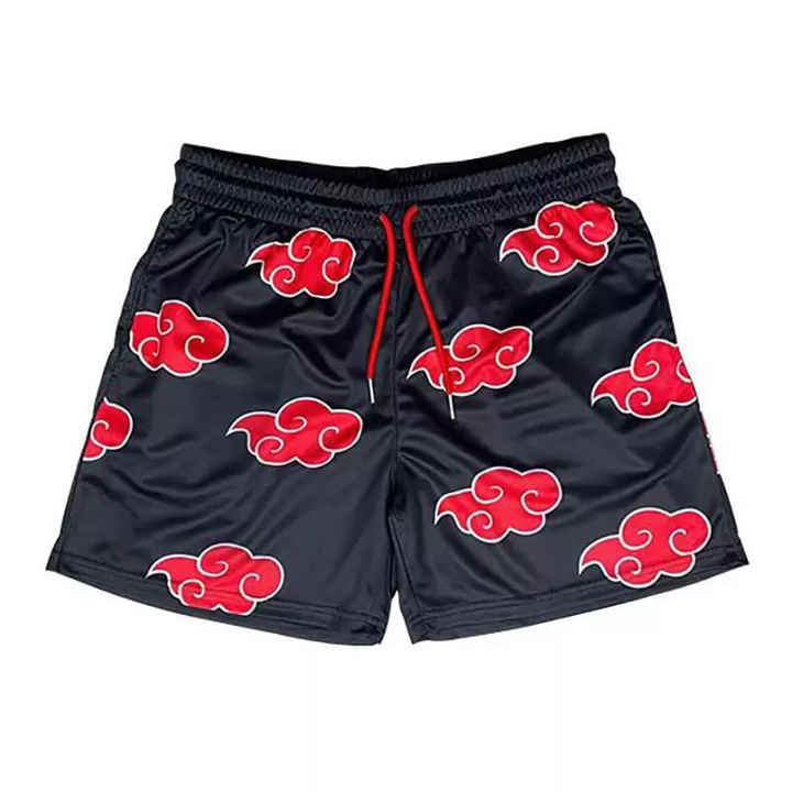 Manufacturer's Single-layer Seam 5-inch Men's Black Custom Cut Fitting Polyester Wide Leg Anime Gym Mesh Shorts