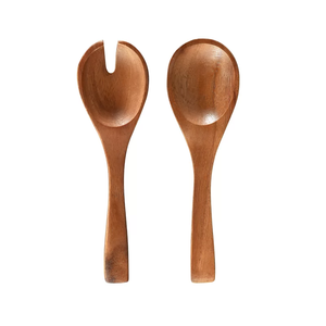 Hot SetAcacia manche en bois hôtel Restaurant maison personnalisé Acacia bois salade ustensile fourchette et cuillère serveur couverts ensemble - Product Image 1