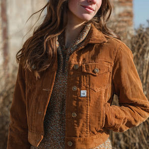 เสื้อแจ็คเก็ตผ้าลูกฟูกมีปก เสื้อแจ็คเก็ตฤดูหนาวสำหรับผู้หญิง เสื้อผ้าสตรีแนวสตรีทฤดูหนาว เสื้อแจ็คเก็ตผ้าลูกฟูกผู้หญิง เสื้อคลุมลำลอง เสื้อโค้ทสไตล์ Trucker สำหรับผู้หญิง - Product Image 4